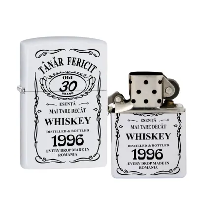 Tanar fericit 30, bricheta metalica gravata laser cu mesaj